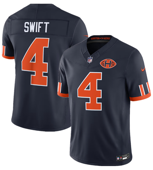 Men's Navy Chicago Bears #4 D'Andre Swift 2026 F.U.S.E. Rivalries Collection Limited Stitched Football Jersey
